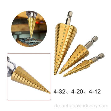 3pcs Hochgeschwindigkeitsstahl-Stufe Bohrmaschine Bit Set Set